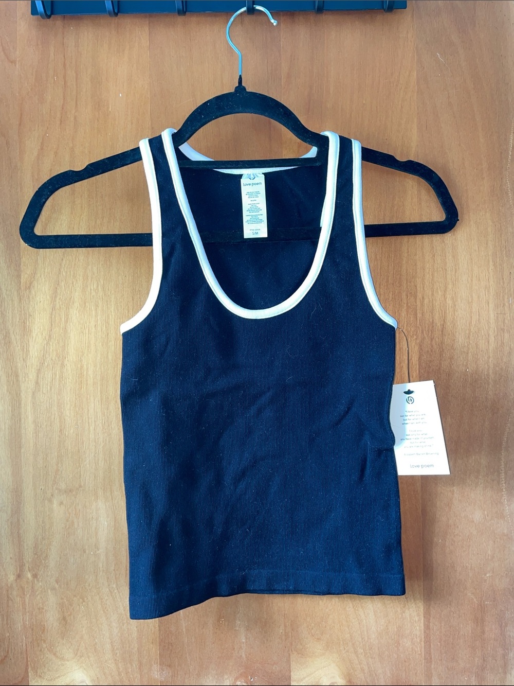 Love Poems Black Tank Top with White Trim